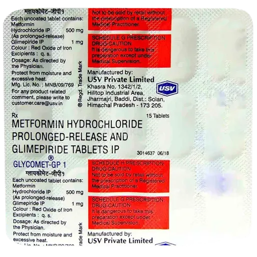 glycomet gp 1mg tablet 15's